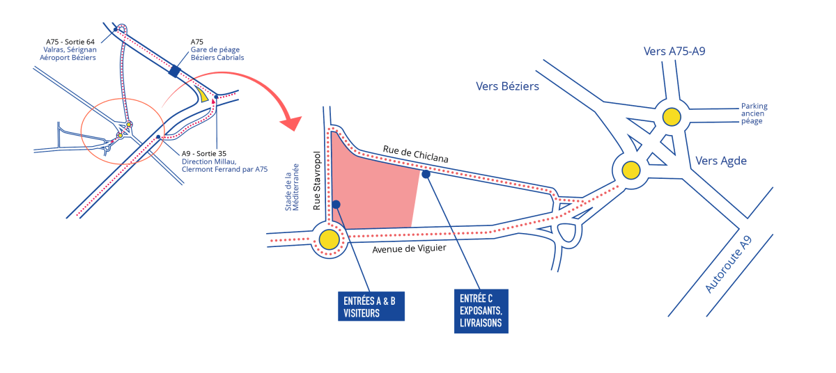 Plan d'accès Parc expo Béziers